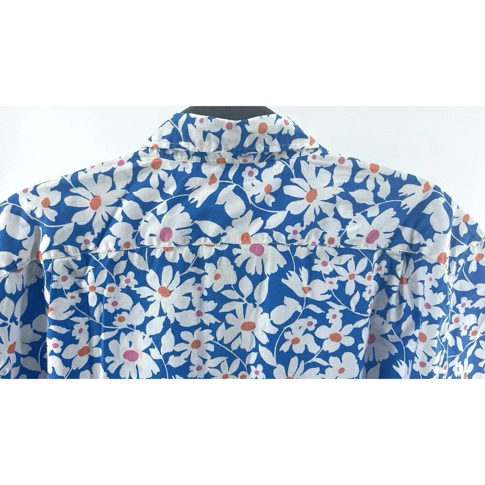 J. Crew Flex Washed Slim Shirt Men’s XL Blue Floral Button Up Cotton Stretch